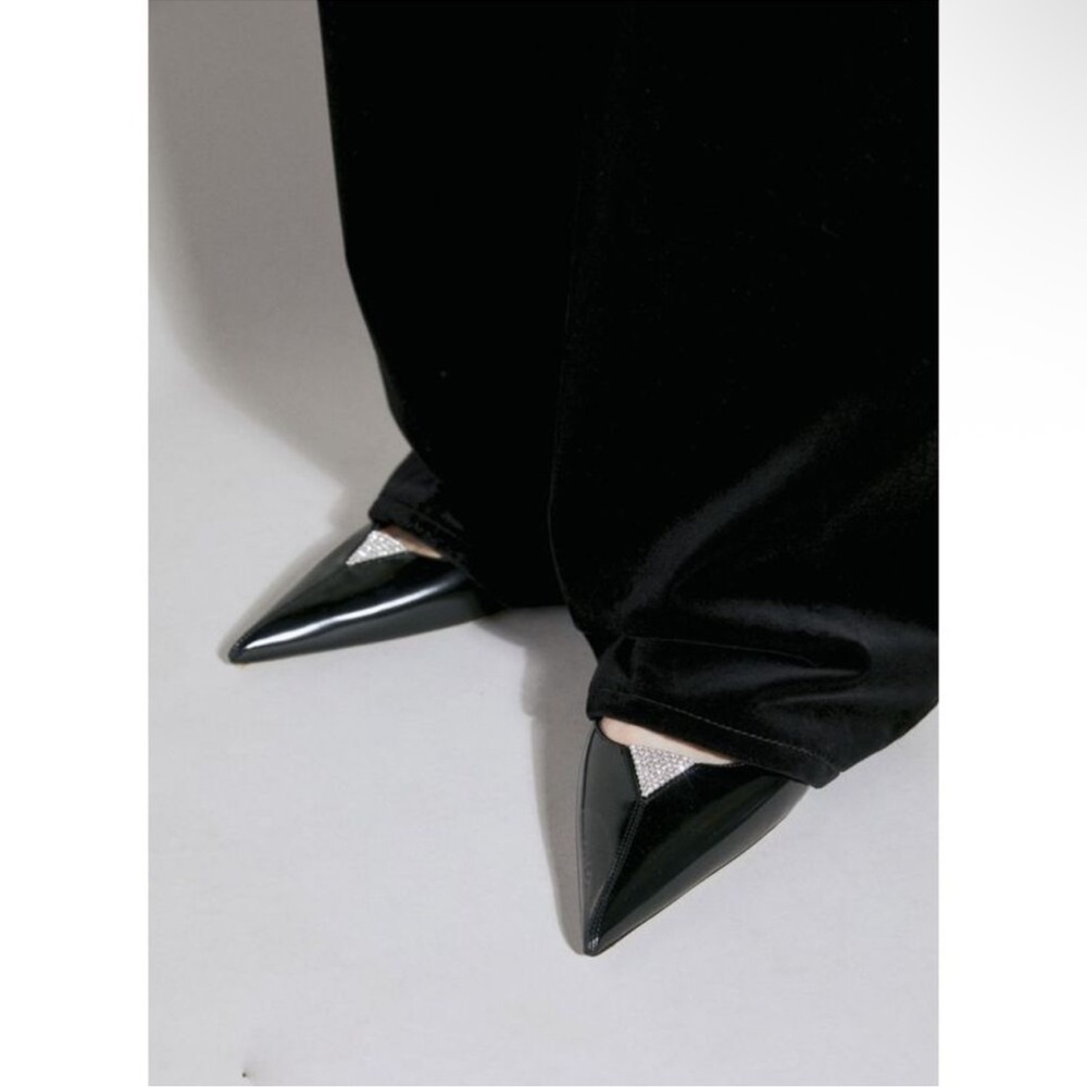 Saint Laurent | Cherish Glazed Leather Rhinestone Slingback, 30mm - Picture 12 of 16